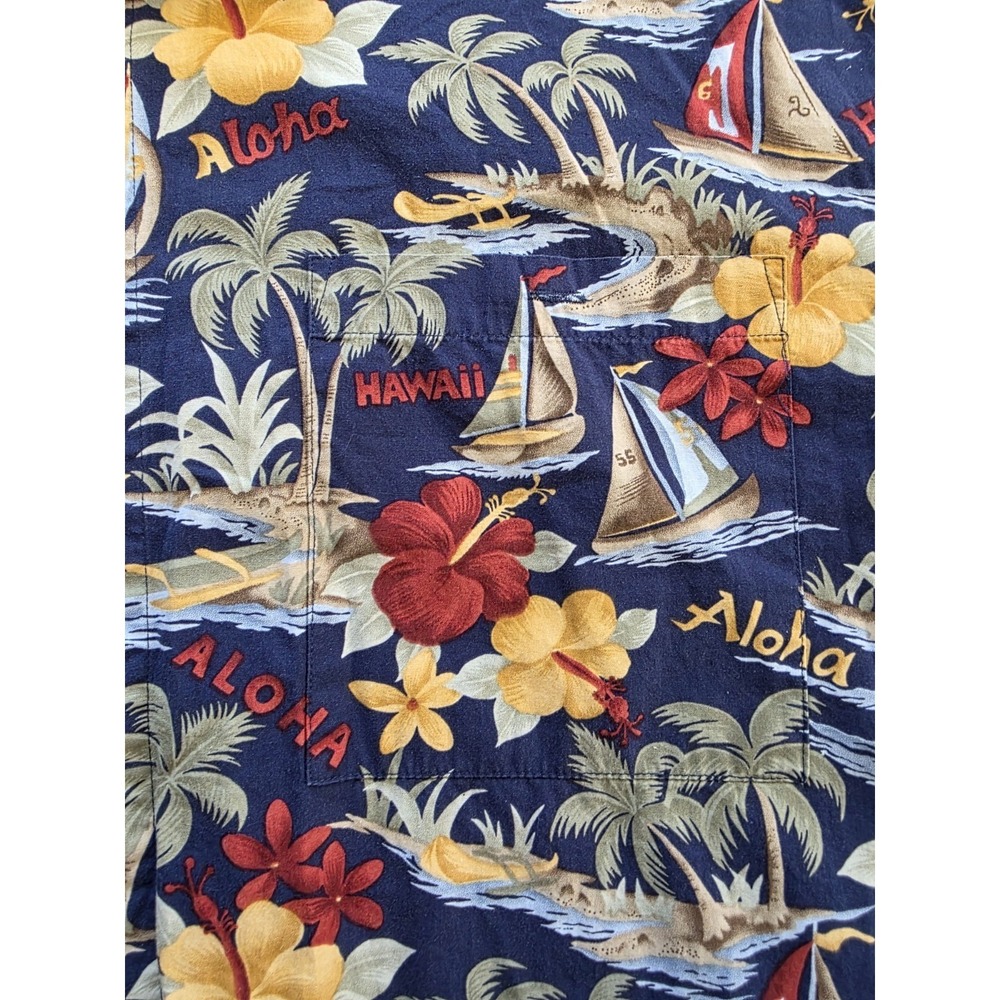 Campia Moda Hawaiian Shirt Mens XL 100% Cotton Blue Tropical Coastal - Picture 3 of 12